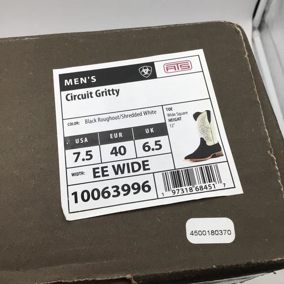 Ariat Mens Circuit Gritty Roughout Shredded White Western Boots Size 7.5 EE NEW